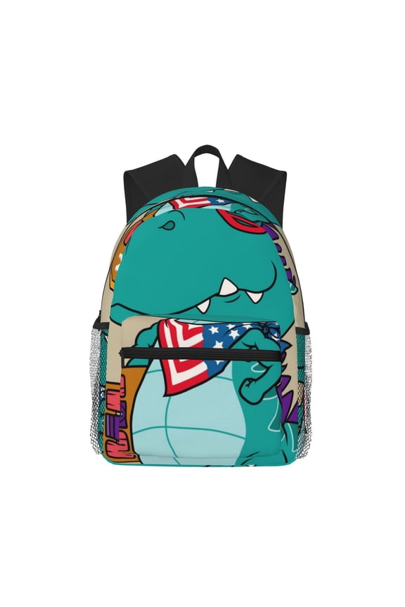 Cool Dino Playing Skateboard Large Capacity Backpack Classic Style Backpack Casual Backpack Water-Resistant School Work Travel Outdoor Backpack