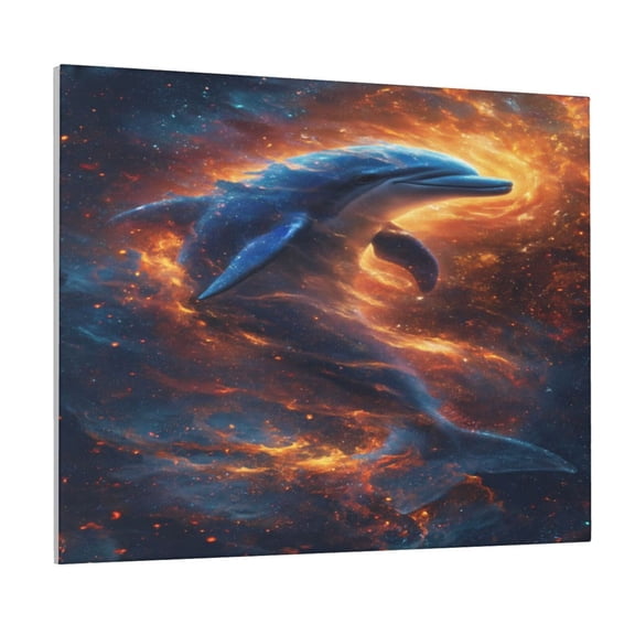 Picia Cool Dolphin Pattern Decorative Picture – Unique Wall Art, Modern Canvas Print for Trendy Interiors (Horizontal)