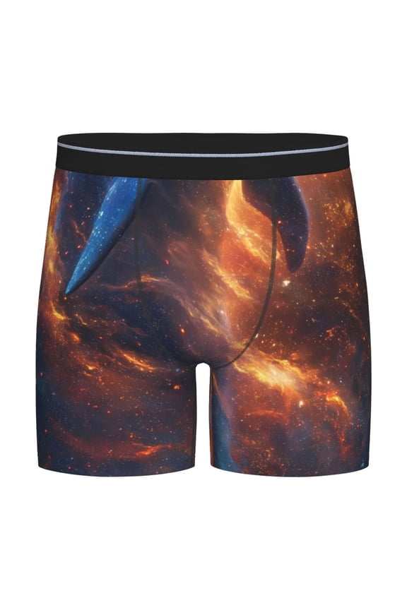 Cool Dolphin Pattern Men's Athletic Long Leg Briefs , Performance Stretch Underwear，Moisture-Wicking