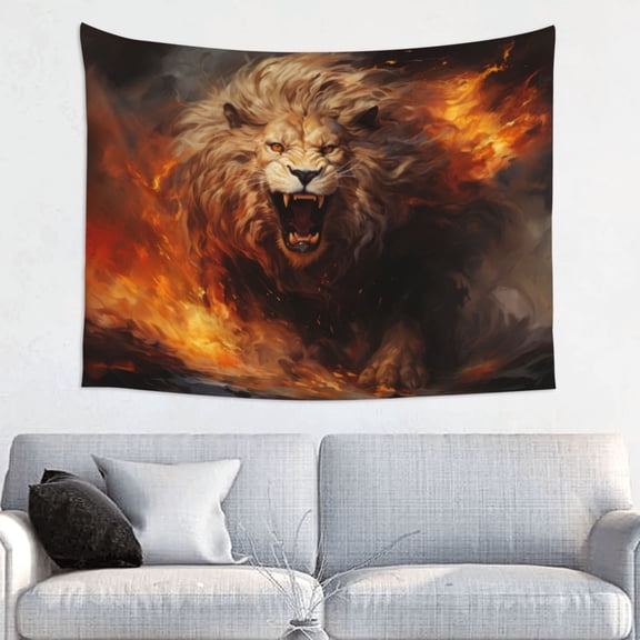 Picia Cool Fire Lion Pattern Tapestry-Tapestries for Bedroom Living Room Dorm(29x37")