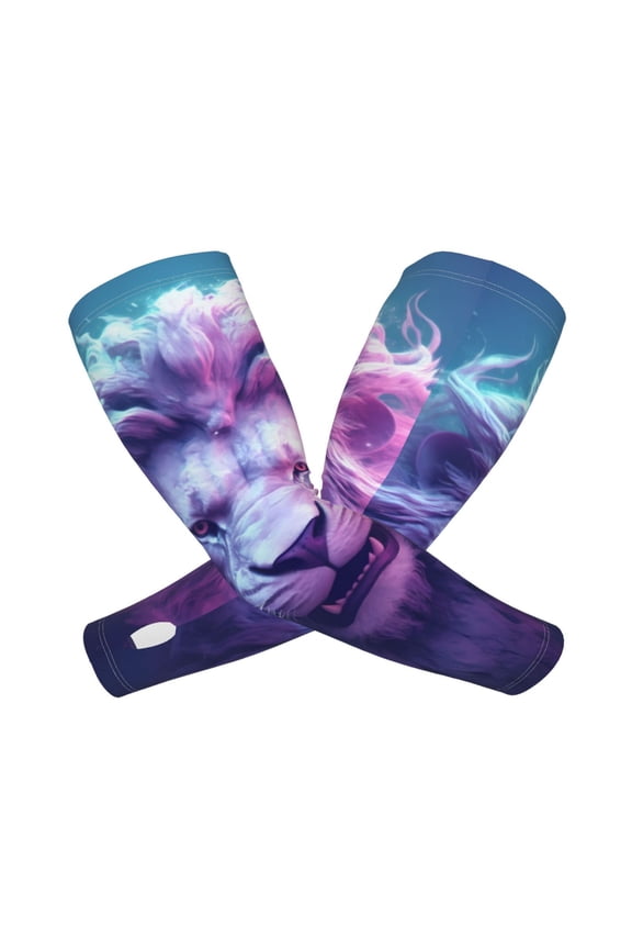 Cool Lion Head Arm Sleeves for Men and Women - Tattoo Cover Up UPF 50+ Cooling Sports Sleeve for Basketball Golf Football-One Size