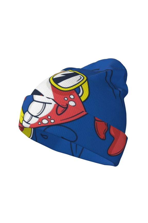 Cool Lobster Surfing Pattern Knitted Beanie Hat for Men and Women , Unisex Winter Warm Stretchy Knit Cap Thick Fisherman Beanies Cuffed Plain Skull Caps