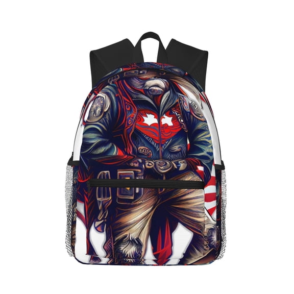 Picia Cool Patriotic Buffalo Cowboy Large Capacity Backpack Classic Style Backpack Casual Backpack Water-Resistant School Work Travel Outdoor Backpack