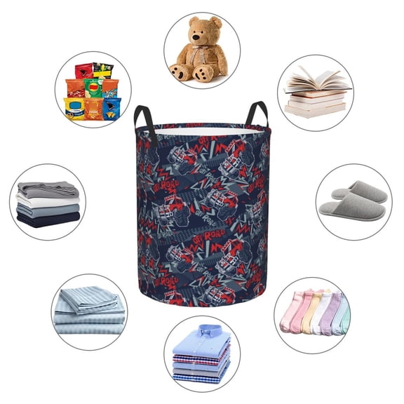 Picia Cool Red Off-Road Vehicle Large Laundry Basket, Waterproof, Freestanding Laundry Hamper, Collapsible Tall Clothes Hamper with Extended Handles-Medium