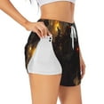 thumbnail image 1 of Picia Cool Skull Western Cowboy Pattern Women's 2 in 1 Athletic Running Shorts High Waisted Workout Casual Gym Sweat Shorts with Comfy Liner Zipper Pockets-Large, 1 of 9
