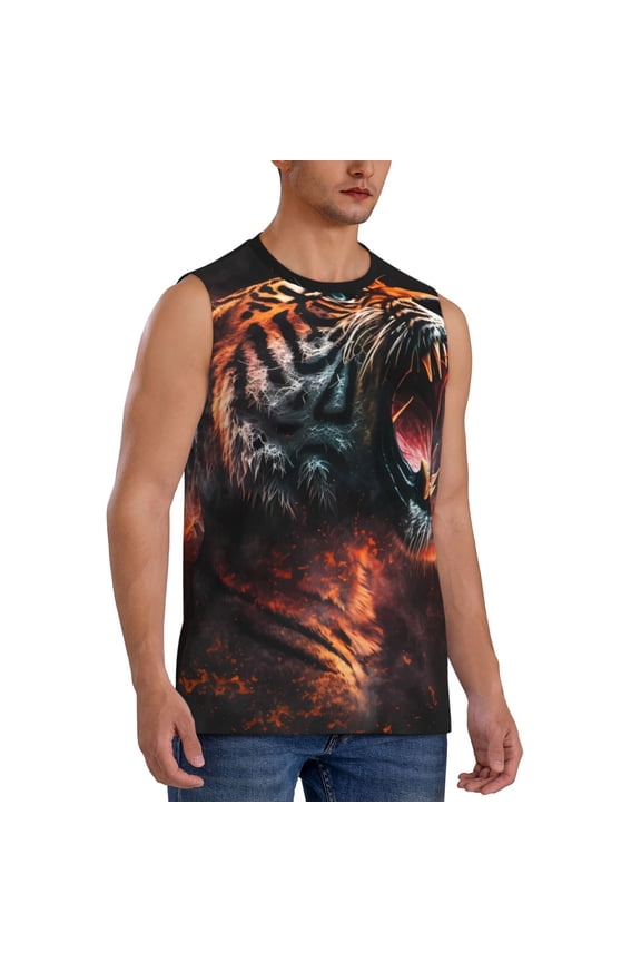 Cool Tiger mens Cotton Tank Undershirts , Moisture-wicking Ribbed Tanks, Lightweight Cotton Tank Undershirts-XX-Large