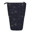 thumbnail image 1 of Picia Copper-Gold Gloss Outline Chrysanthemum Print Telescopic Pencil Case, Telescopic Pen Holder Telescopic Pencil Pouch Bag Stationery Pencil Case Box Storage Organizer Makeup Bag, 1 of 6