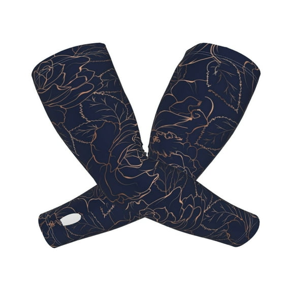 Picia Copper-Gold Gloss Outline Navy Dark Blue Arm Sleeves for Men and Women - Tattoo Cover Up UPF 50+ Cooling Sports Sleeve for Basketball Golf Football-One Size