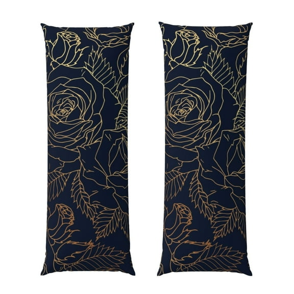 Picia Copper-Gold Gloss Outline Rose Body Pillow Cover - Super Soft Microfiber 20x54 Body Pillow Case - Envelope Closure, Wrinkle, Stain Resistant Body Pillow Cover,Elegant Bedding