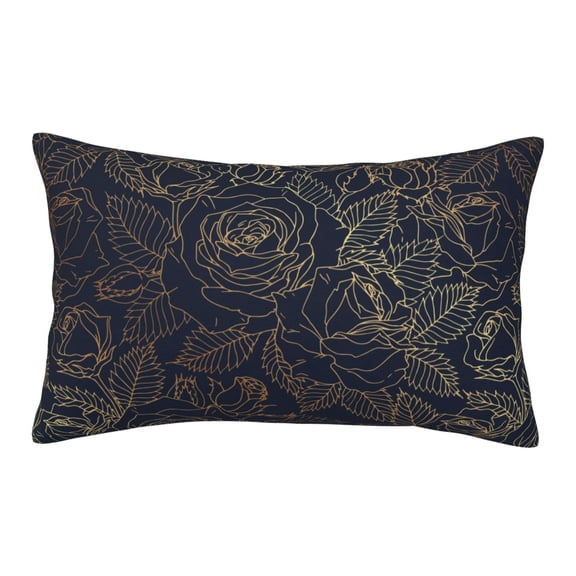 Picia Copper-Gold Gloss Outline Rose Pattern Plush Pillow Case – Soft and Cozy Cushion Cover, Hypoallergenic Throw Pillow Case for Home Decor-16"x24"