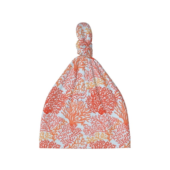 Picia Corals Printed Preemie Hats for Baby Girls Cotton Premature Knot Hats Newborn Hospital Cap Warm Knot Beanie Nicu for Preemie Girls and Boys