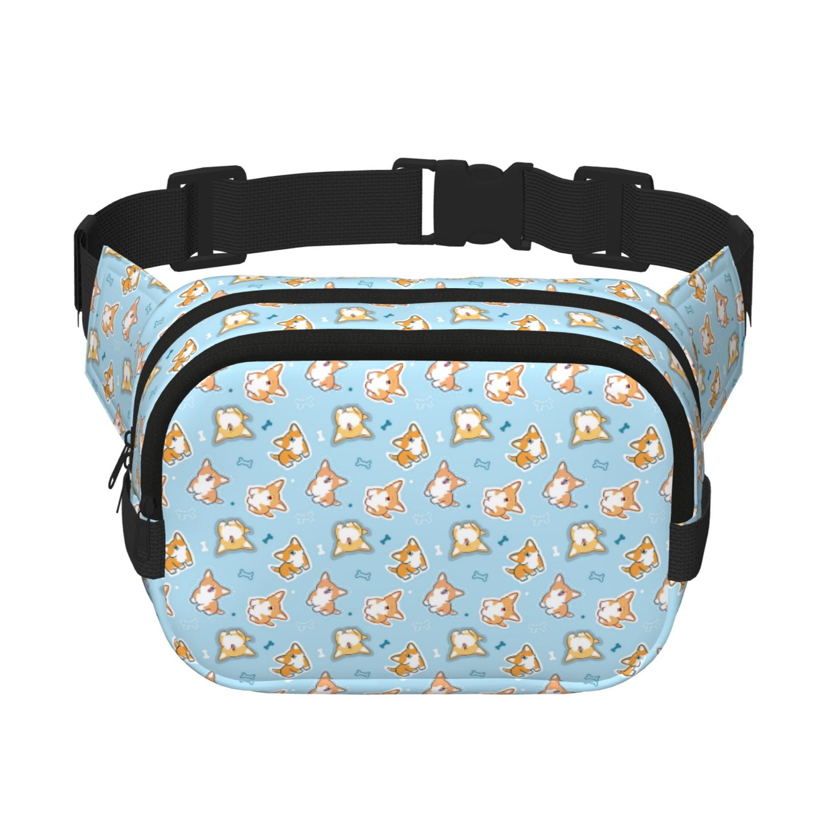 Picia Corgi Dog 1 Print Square Double-Layer Waist Bag Mini Adjustable Waist Belt Bag Exercise Running Travel Hiking