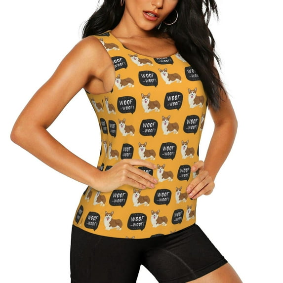 Picia Corgi Pattern Women's Workout Tank Top,Breathable Activewear,Slim Fit Athletic Top,Versatile Workout Moisture-wicking top-X-Large