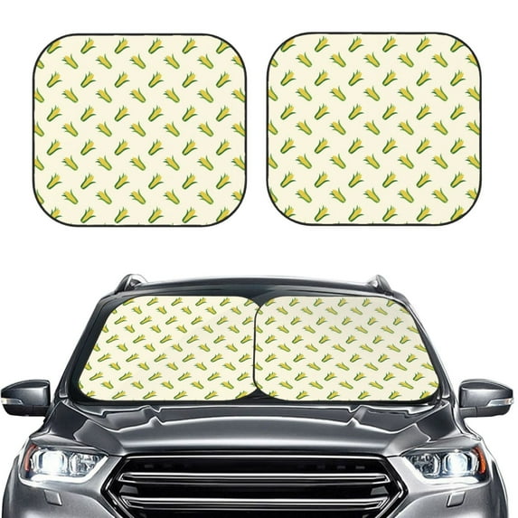 Picia Corn 2 Piece Car Windshield Sun Shade Foldable | Foldable Sun Shield for Front Window Blocks UV Rays and Keeps Your Vehicle Cool-Medium
