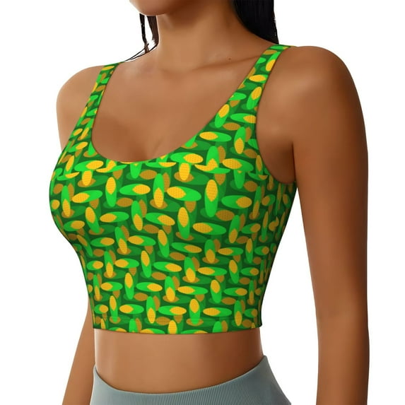 Picia Corn 4 Sports Bra for Women,Padded Strappy Sports Bras Medium Support Yoga Bra with Removable Cups,Running Yoga Bra-Large