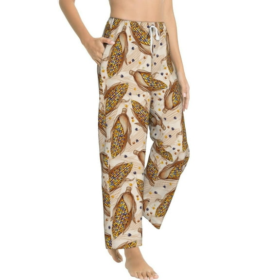 Picia Corn 5 Womens Soft Woven Cotton Elastic Waistband Sleep Pajama Pant Lounge Sleep Pant With Pockets And Drawstring-Medium