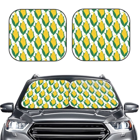 Picia Corn Cob 2 Piece Car Windshield Sun Shade Foldable | Foldable Sun Shield for Front Window Blocks UV Rays and Keeps Your Vehicle Cool-Small