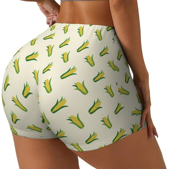 Picia Corn Printed Workout Shorts for Women Seamless Scrunch Butt Lifting High Waisted Yoga Gym Booty Running Moisture-wicking Short Pants-