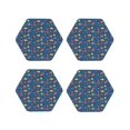thumbnail image 1 of Picia Cosmos Rockets Printed Leather Coasters for Drinks, 4" Drink Coasters Set of 4 for Tabletop Protection, Handmade Luxurious Home Décor and Housewarming Gift -Hexagon, 1 of 6