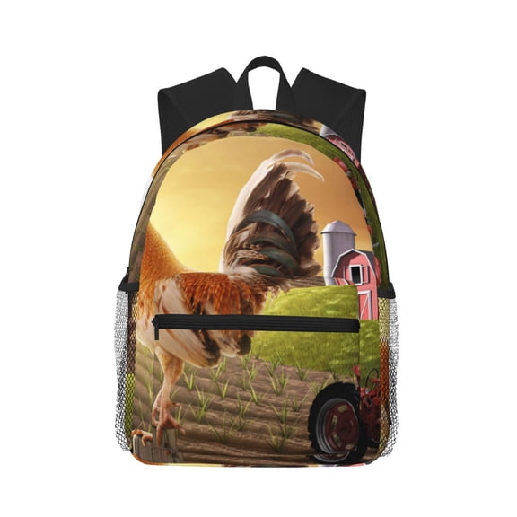 Picia Country Farm Morning Rooster Large Capacity Backpack Classic Style Backpack Casual Backpack Water-Resistant School Work Travel Outdoor Backpack