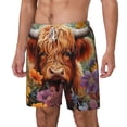 thumbnail image 1 of Picia Countryside Colorful Floral Cow pattern Mens Swim Trunks with Compression Liner Stretch Beach Shorts Quick Dry with Zipper Pockets No-Chafing Board Shorts-XX-Large, 1 of 1