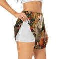 thumbnail image 1 of Picia Countryside Fruit White Horse Pattern Women's 2 in 1 Athletic Running Shorts High Waisted Workout Casual Gym Sweat Shorts with Comfy Liner Zipper Pockets-Small, 1 of 9