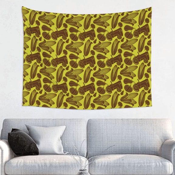 Picia Countryside Pumpkin Tractor Pattern Tapestry-Tapestries for Bedroom Living Room Dorm(29x37")