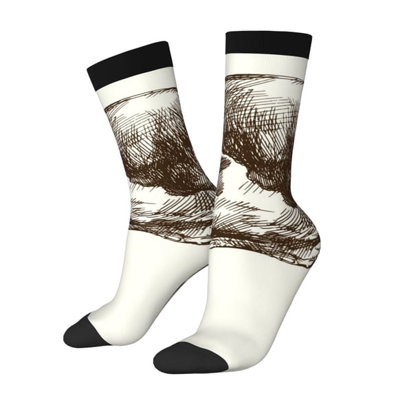 Picia Cow 1 Print Athletic Socks for Men & Women – Cushioned Moisture-Wicking Crew Socks for Sports, Running, and Training, Soft & Breathable Size 5-11