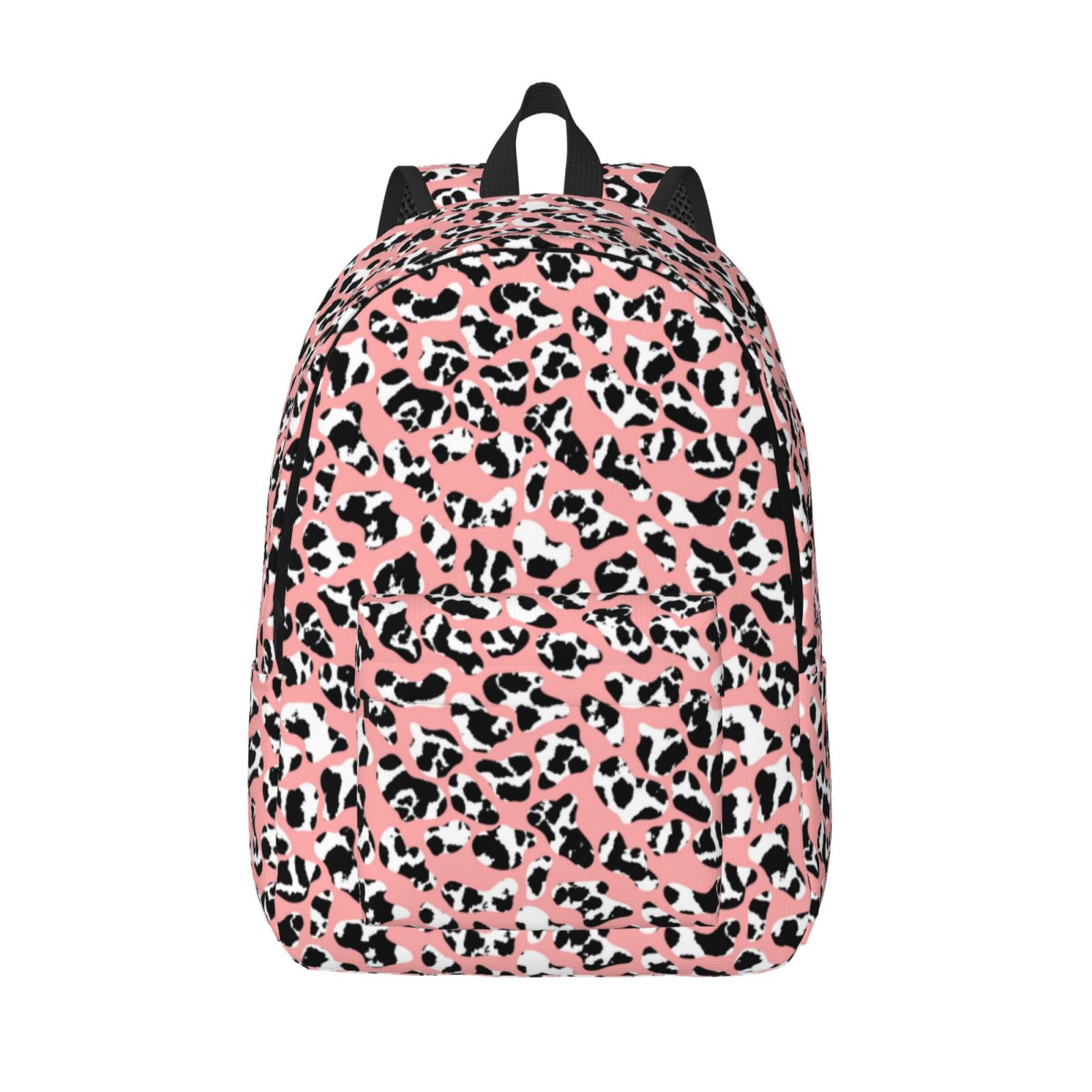 Picia Cow Animal Skin Printed Canvas Daypack - Stylish and Durable Vintage Compact Backpack - Class, Work, Travel, or Laptop Bookbag,Organized Compartments-Small