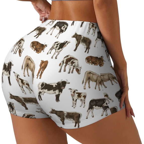Picia Cow Printed Workout Shorts for Women Seamless Scrunch Butt Lifting High Waisted Yoga Gym Booty Running Moisture-wicking Short Pants-Large