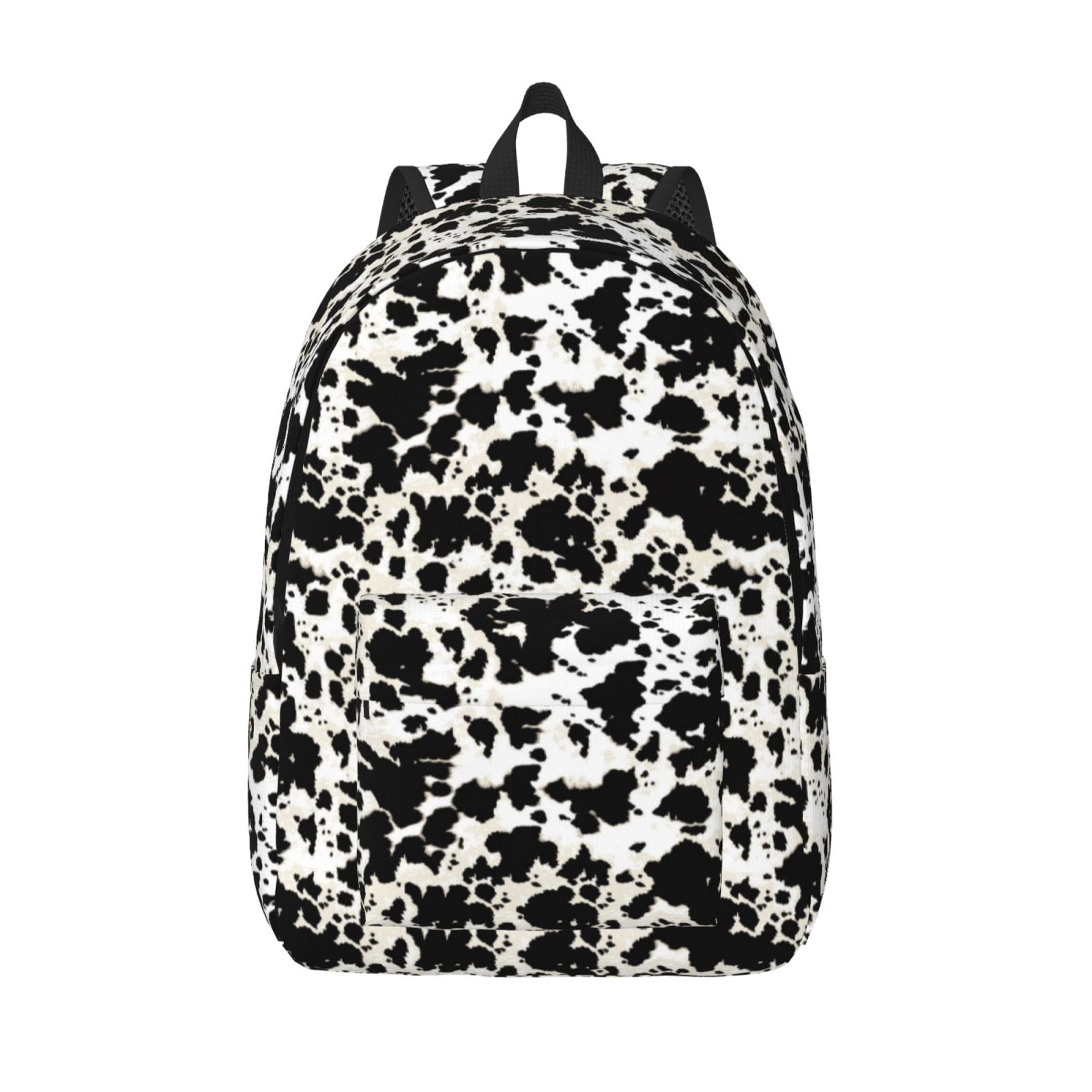 Picia Cow Skin 1 Printed Canvas Daypack - Stylish and Durable Vintage Compact Backpack - Class, Work, Travel, or Laptop Bookbag,Organized Compartments-Small