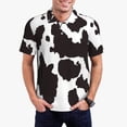 thumbnail image 1 of Picia Cow Skin 2 Print Men's Polo Shirt, Two-Button Closure Pique Polo Shirt, Summer Fashion Golf Shirt-Small, 1 of 6