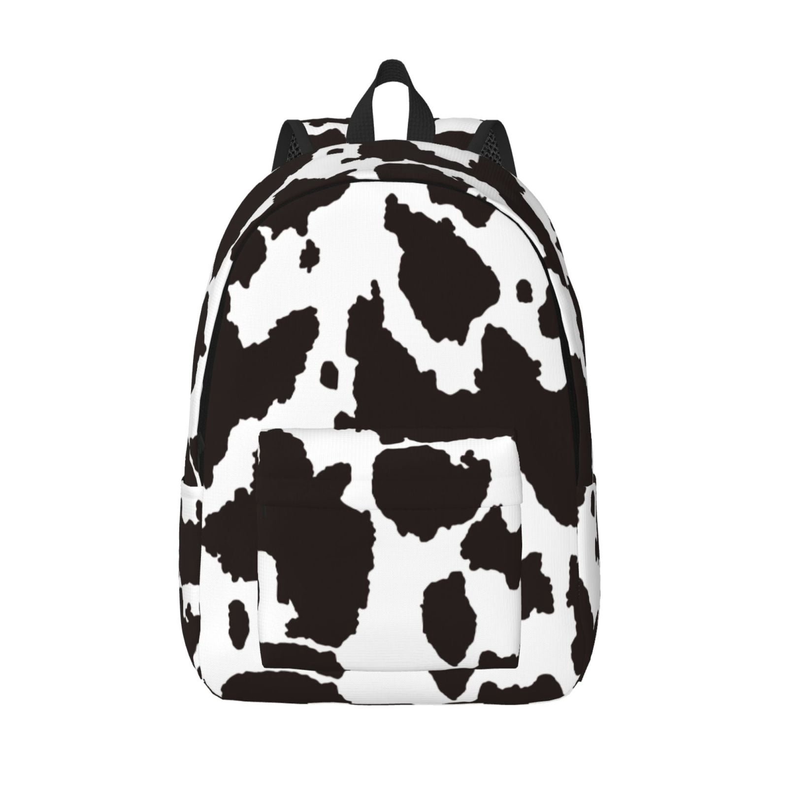Picia Cow Skin 2 Printed Canvas Daypack - Stylish and Durable Vintage Compact Backpack - Class, Work, Travel, or Laptop Bookbag,Organized Compartments-Medium