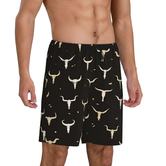 Picia Cow Skulls Pajama Shorts for Men, Men's Pajama Bottoms, Sleepwear,Short Pajama Pants-Large