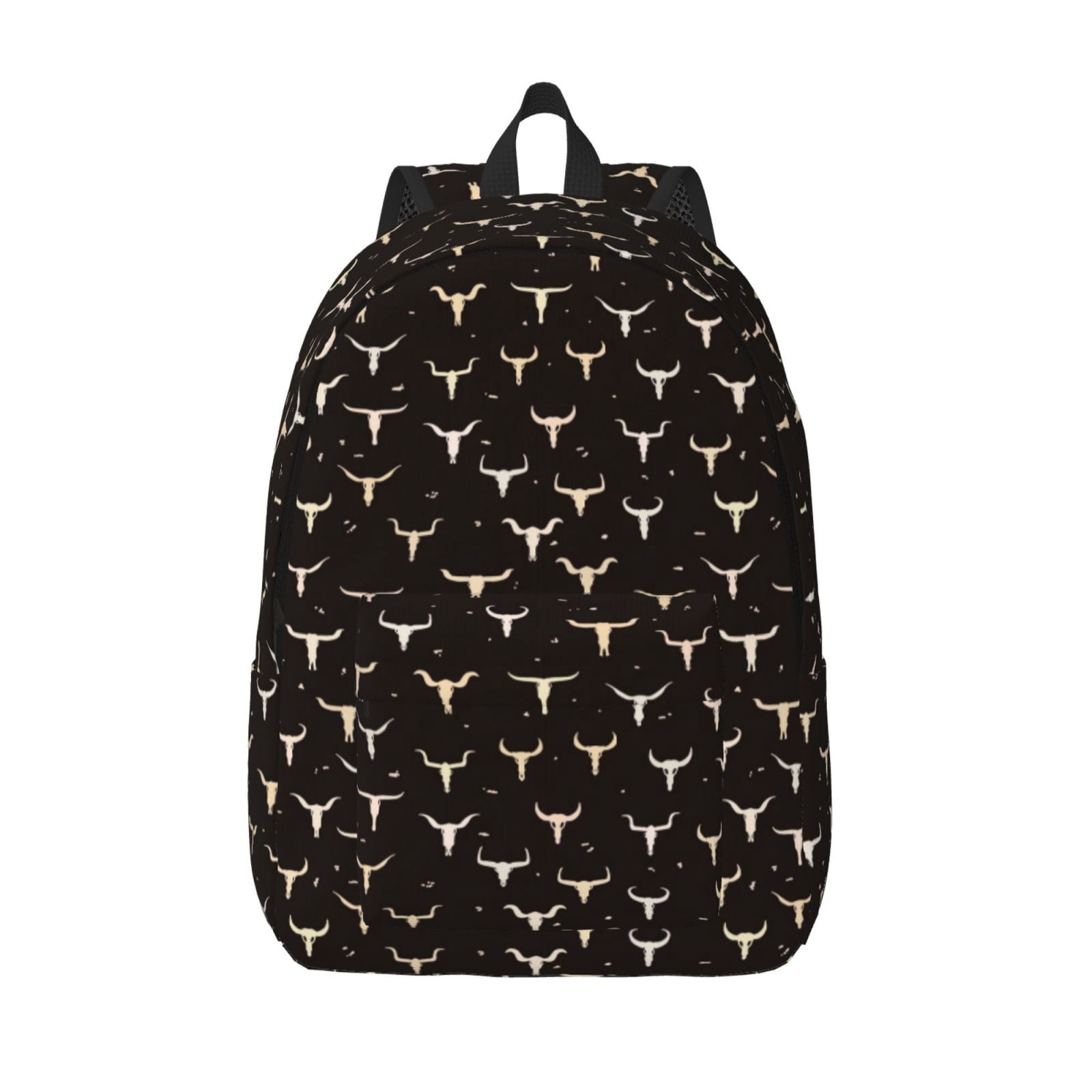 Picia Cow Skulls Printed Canvas Daypack - Stylish and Durable Vintage Compact Backpack - Class, Work, Travel, or Laptop Bookbag,Organized Compartments-Small