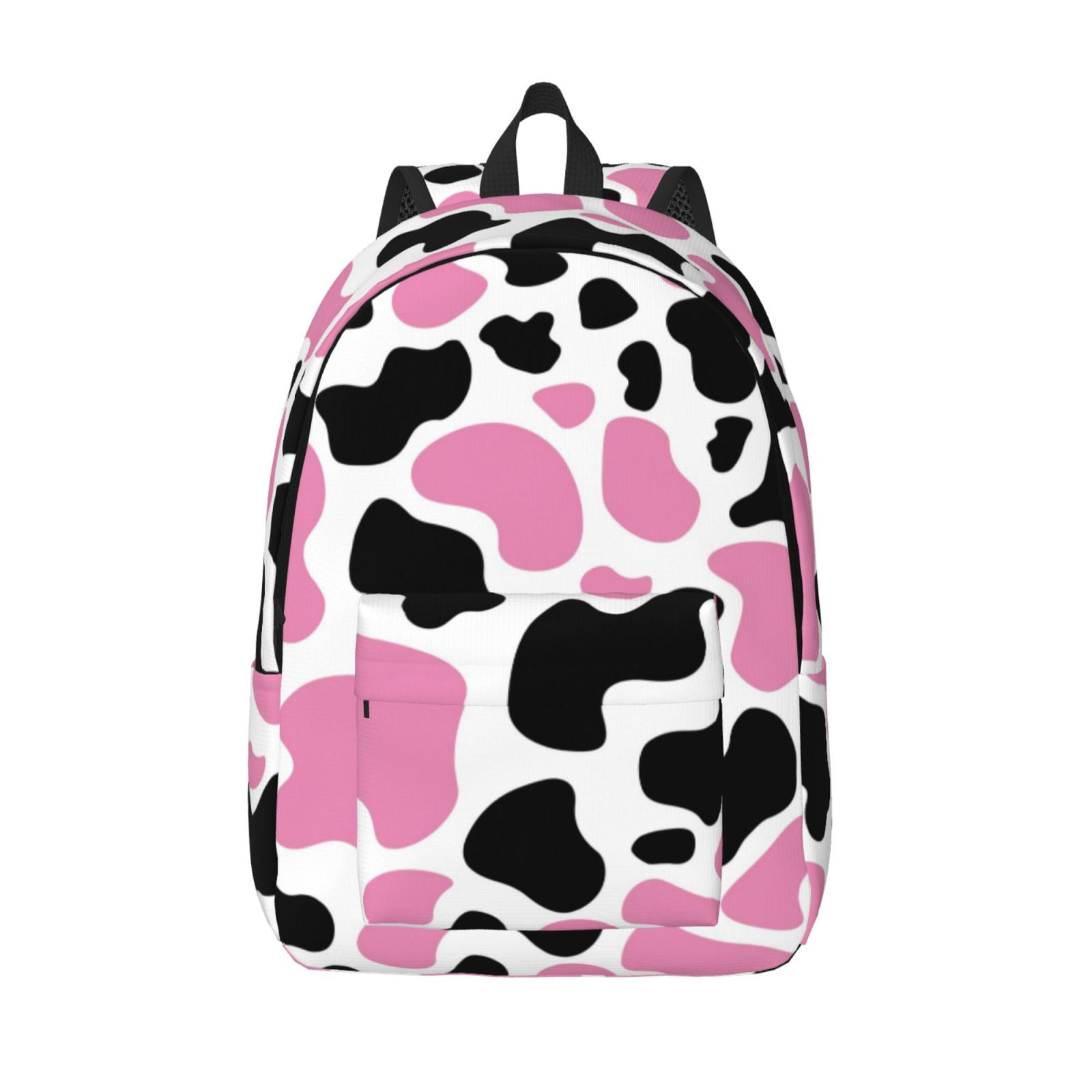 Picia Cow Spots Printed Canvas Daypack - Stylish and Durable Vintage Compact Backpack - Class, Work, Travel, or Laptop Bookbag,Organized Compartments-Medium