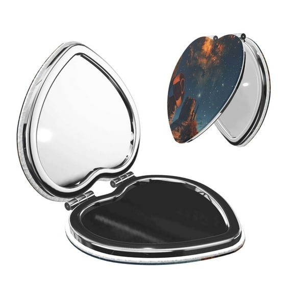 Picia Cowboy Boots Under Starry Sky for Compact Vanity Mirror , Travel Makeup Mirror , Portable Magnifying Cosmetic Mirror for Daily, Work, Business-Heart Shape