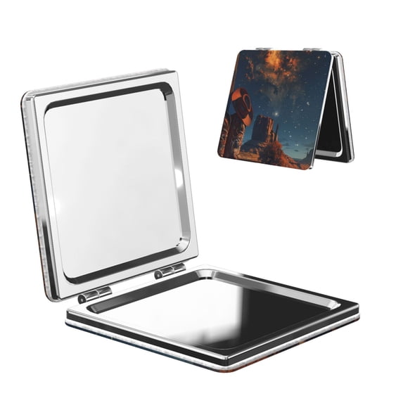 Picia Cowboy Boots Under Starry Sky for Compact Vanity Mirror , Travel Makeup Mirror , Portable Magnifying Cosmetic Mirror for Daily, Work, Business-Square