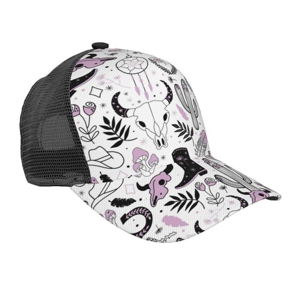 Picia Cowboy Pattern Trucker Hat,Baseball Cap,Sun Protection Cap,Stylish Headwear,Leisure Cap,Outdoor Sports Cap