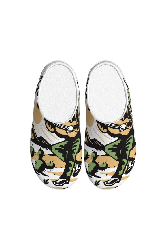 Cowboy Playing Guitar for Women's Lamb-hug Comfy Fleece House Slippers Memory Foam, Slip-on House Shoes Indoor Outdoor-39/40