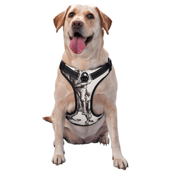 Picia Cowboy Ride A Horse No-Pull Dog Harness Reflective Front Clip Vest with Handle,Step-in Air Dog Harness,Adjustable 2 Metal Rings 4 Buckles,Easy to Put on & Take Off Large