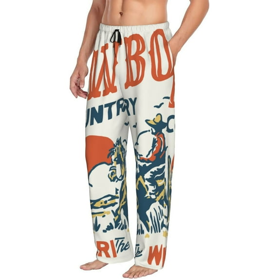 Picia Cowboy Rising Horse Mens Soft Woven Cotton Elastic Waistband Sleep Pajama Pant Lounge Sleep Pant With Pockets And Drawstring-XX-Large