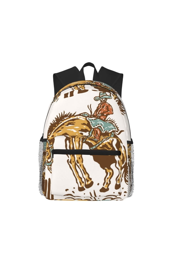 Cowboy Up Vintage Wild West Large Capacity Backpack Classic Style Backpack Casual Backpack Water-Resistant School Work Travel Outdoor Backpack