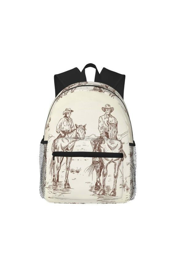 Cowboys Riding Horses In Desert Large Capacity Backpack Classic Style Backpack Casual Backpack Water-Resistant School Work Travel Outdoor Backpack