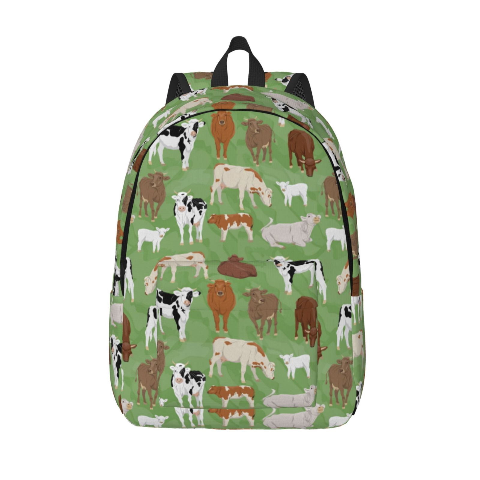 Picia Cows And Calves Printed Canvas Daypack - Stylish and Durable Vintage Compact Backpack - Class, Work, Travel, or Laptop Bookbag,Organized Compartments-Medium