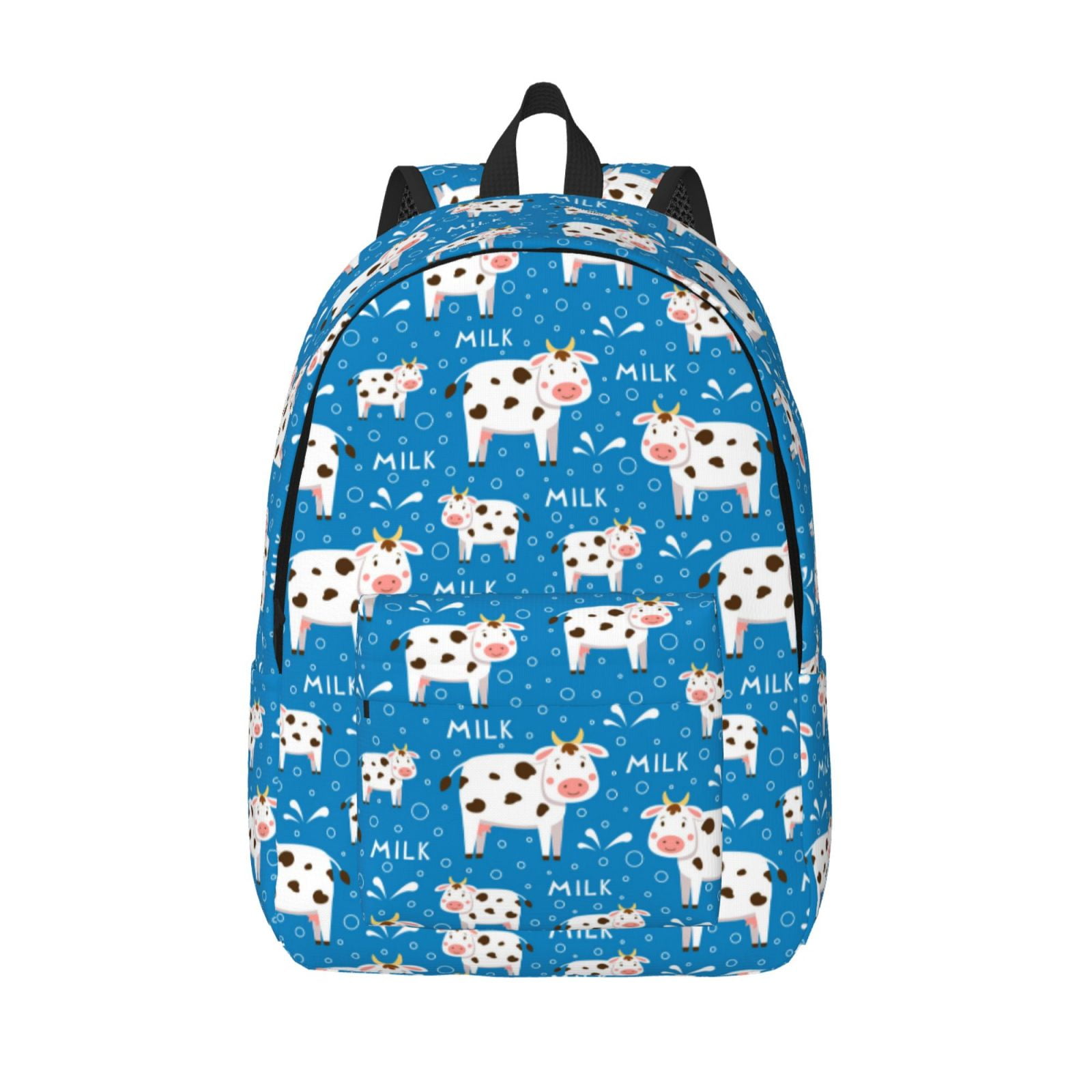 Picia Cows Milk Printed Canvas Daypack - Stylish and Durable Vintage Compact Backpack - Class, Work, Travel, or Laptop Bookbag,Organized Compartments-Small