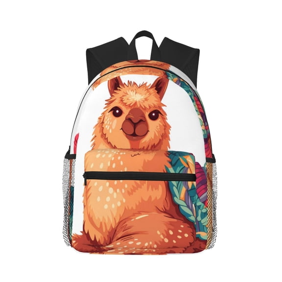 Picia Cozy Knitting Llama Large Capacity Backpack Classic Style Backpack Casual Backpack Water-Resistant School Work Travel Outdoor Backpack