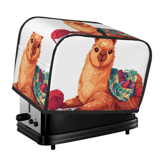 Picia Cozy Knitting Llama Print 2 Slice Toaster Cover , Toaster Protector Dustproof Kitchen Appliance Cover, Kitchen Appliance Dustproof Protector