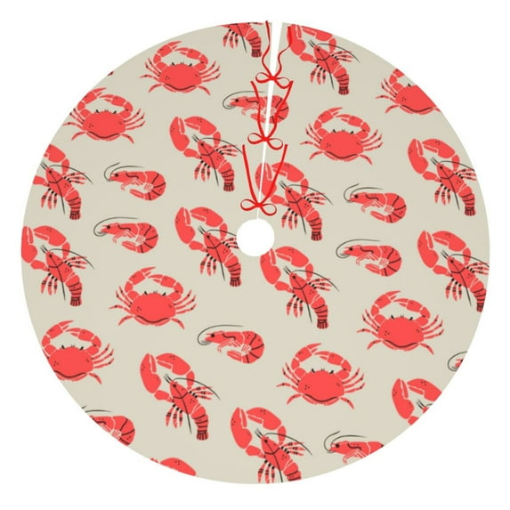 Picia Crab Lobster 1 Print Christmas Tree Skirt , Christmas Tree Skirt Ornaments for Merry Christmas Holiday Party Decorations Indoor Outdoor-36"