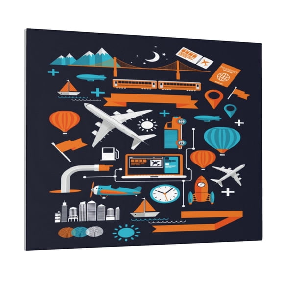 Picia Creative Transport Pattern Decorative Picture – Unique Wall Art, Modern Canvas Print for Trendy Interiors (Horizontal)